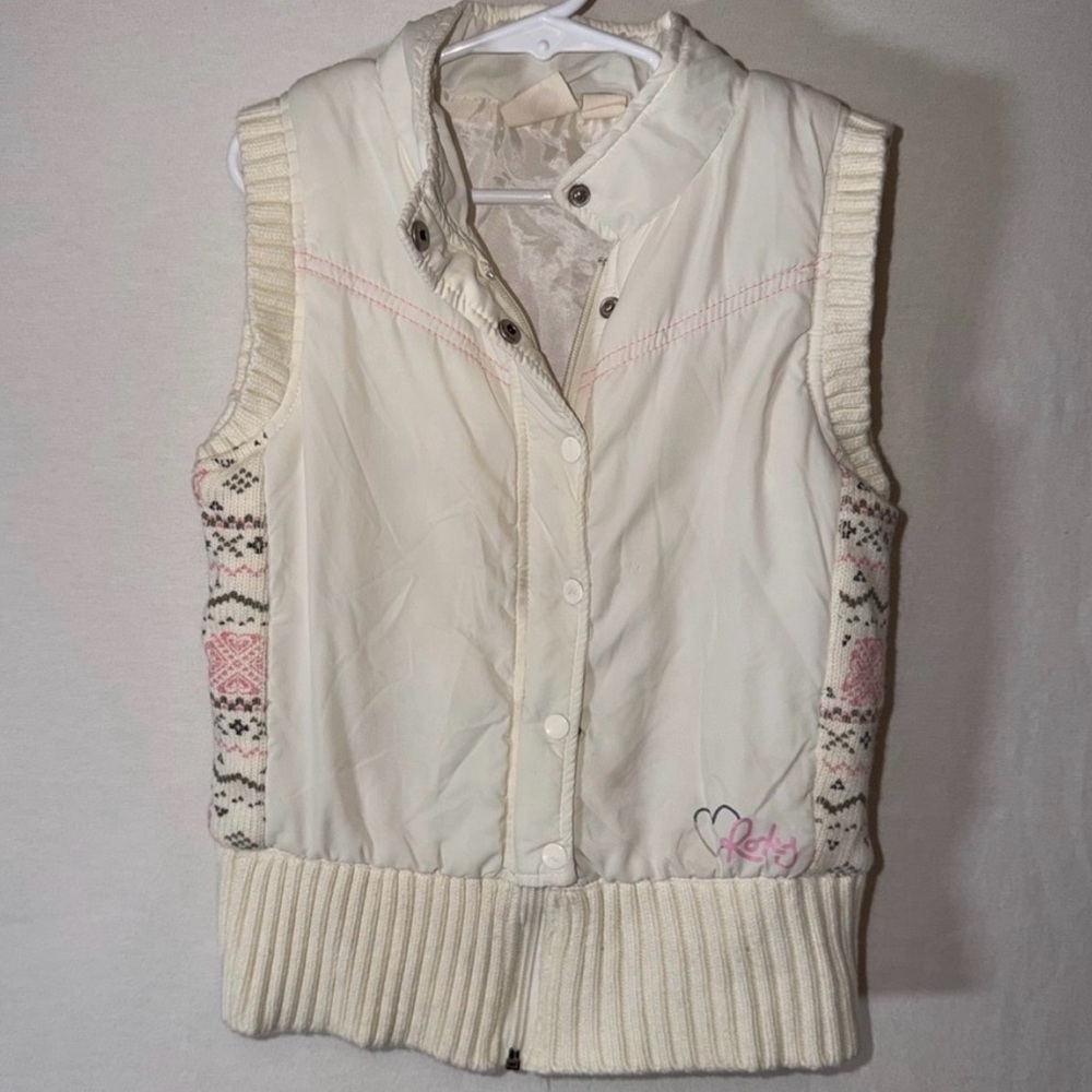 Girls Roxy Off-White Quilted Vest - Picture 5 of 10